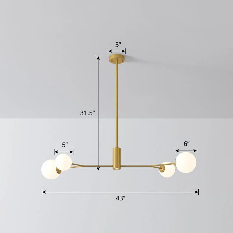 Moleculaire eilandplafondlamp Eenvoud Opaalglas Eetkamer Ophanglamp Clearhalo