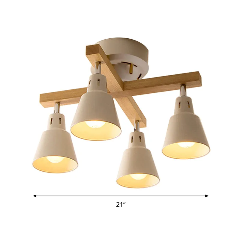 Monochrome emmer schaduw semi-inbouw plafondlamp 4-lichts moderne metalen plafondlamp voor slaapkamer Clearhalo