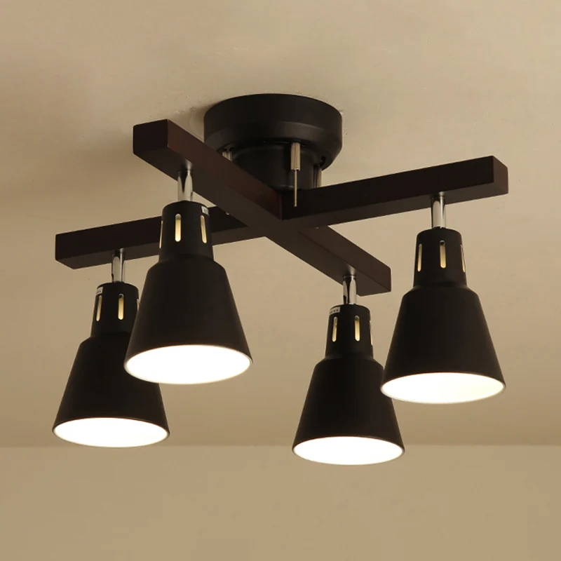 Monochrome emmer schaduw semi-inbouw plafondlamp 4-lichts moderne metalen plafondlamp voor slaapkamer Clearhalo