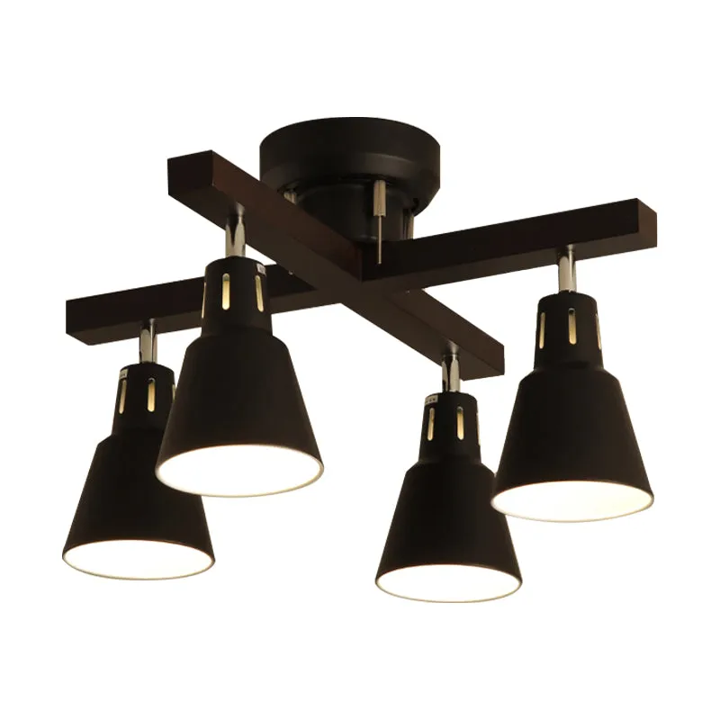 Monochrome emmer schaduw semi-inbouw plafondlamp 4-lichts moderne metalen plafondlamp voor slaapkamer Clearhalo