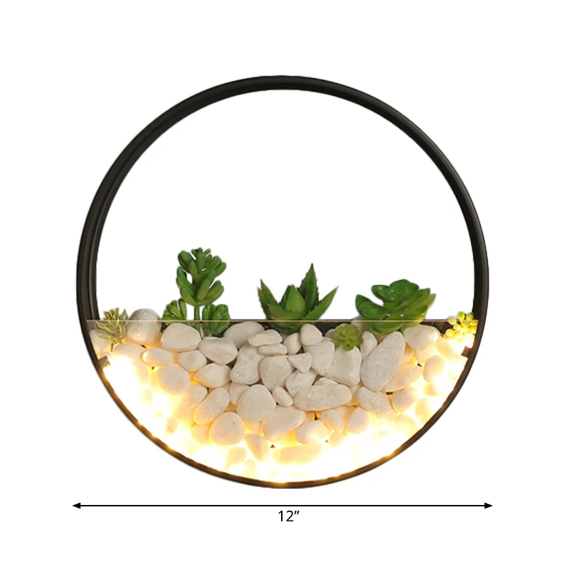 Mooie Big O wandlamp acryl schanslamp met nep succulent en steen voor woonkamer slaapkamer Clearhalo