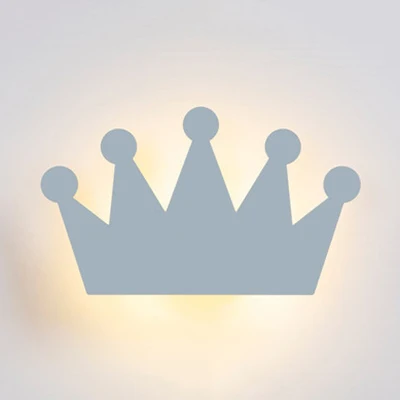 Mooie Cartoon Crown Wandlamp Hout Energiebesparende LED-wandkandelaar voor kinderslaapkamer Clearhalo
