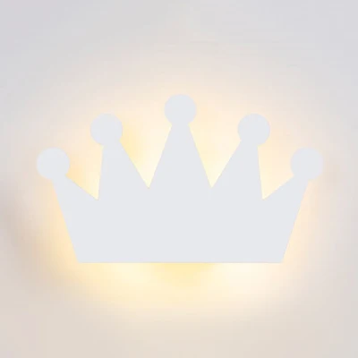 Mooie Cartoon Crown Wandlamp Hout Energiebesparende LED-wandkandelaar voor kinderslaapkamer Clearhalo
