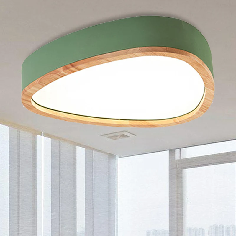 Mooie druppelvormige plafondlamp van hout en acryl LED-plafondarmatuur voor jongensslaapkamer Clearhalo