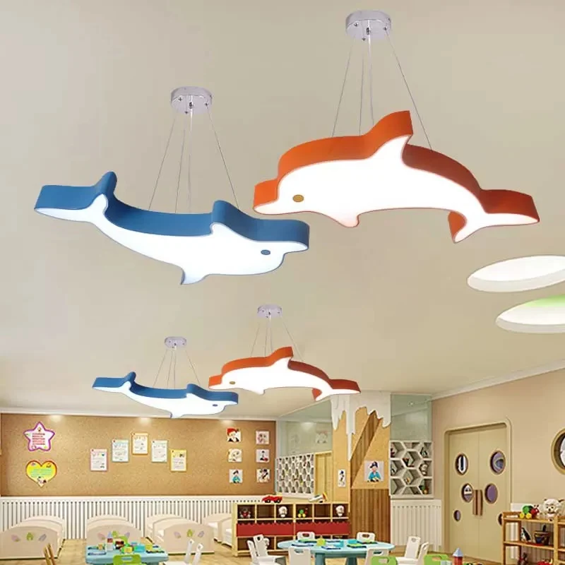 Mooie moderne LED-plafondhanger Dolfijn acryl hanglamp voor keuken Clearhalo