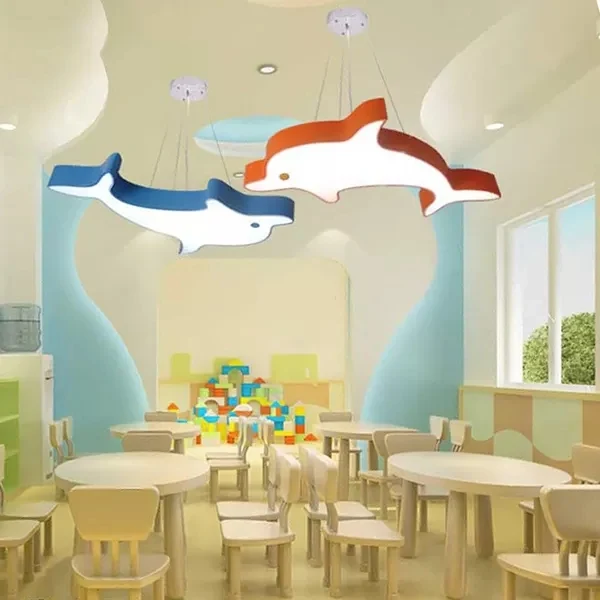 Mooie moderne LED-plafondhanger Dolfijn acryl hanglamp voor keuken Clearhalo