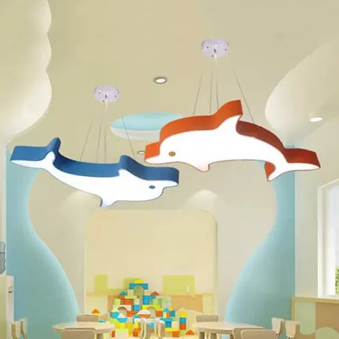 Mooie moderne LED-plafondhanger Dolfijn acryl hanglamp voor keuken Clearhalo