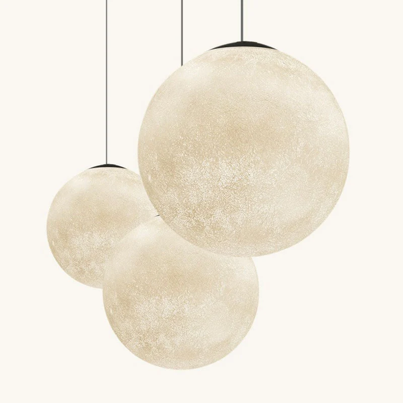 Moon Restaurant hanglamp metaal artistieke LED hangende plafondlamp wit Clearhalo