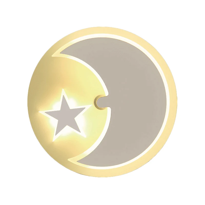 Moon & Star wandkandelaar Modern romantisch acryl LED-blakerlicht voor studeerkamer Clearhalo