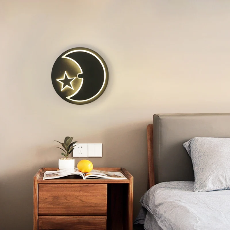 Moon & Star wandkandelaar Modern romantisch acryl LED-blakerlicht voor studeerkamer Clearhalo