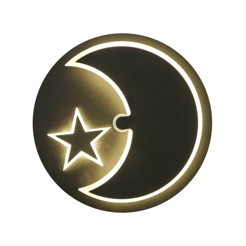Moon & Star wandkandelaar Modern romantisch acryl LED-blakerlicht voor studeerkamer Clearhalo