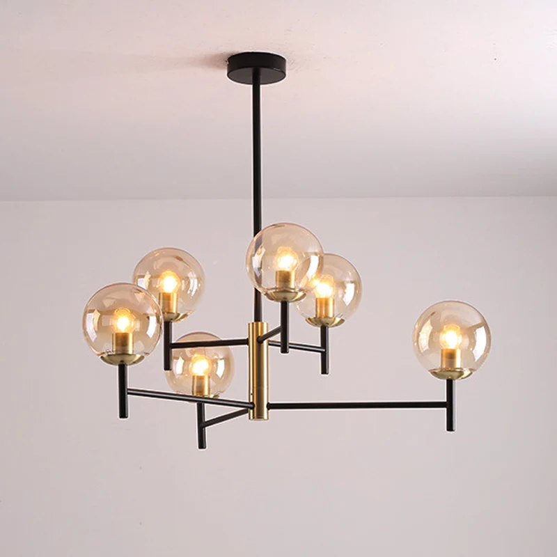 Multi Layer Radiale Plafondkroonluchter Modern Blauw/Amber/Rook Grijs Glas 6/8 Lichten Woonkamer Hanglamp Clearhalo