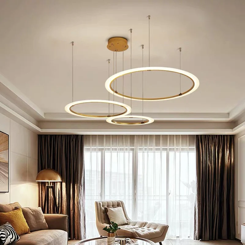 Multi-Cirkel Woonkamer Kroonluchter Verlichting Acryl Eenvoudige Stijl LED Plafond Hanglamp Clearhalo