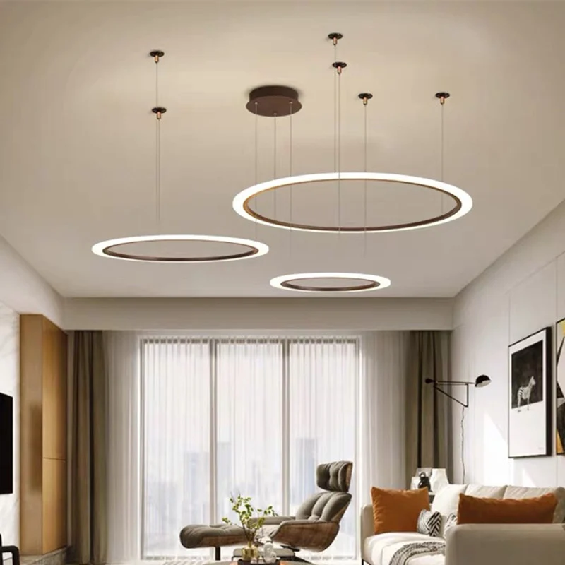 Multi-Cirkel Woonkamer Kroonluchter Verlichting Acryl Eenvoudige Stijl LED Plafond Hanglamp Clearhalo