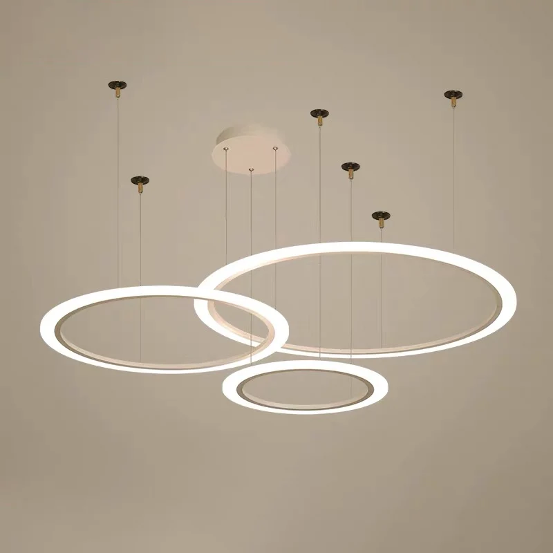 Multi-Cirkel Woonkamer Kroonluchter Verlichting Acryl Eenvoudige Stijl LED Plafond Hanglamp Clearhalo