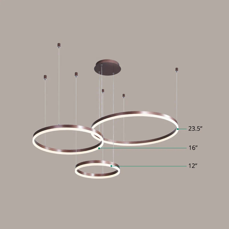 Multi-ringvormige kroonluchter moderne stijl acryl koffie hangende lamp voor woonkamer Clearhalo
