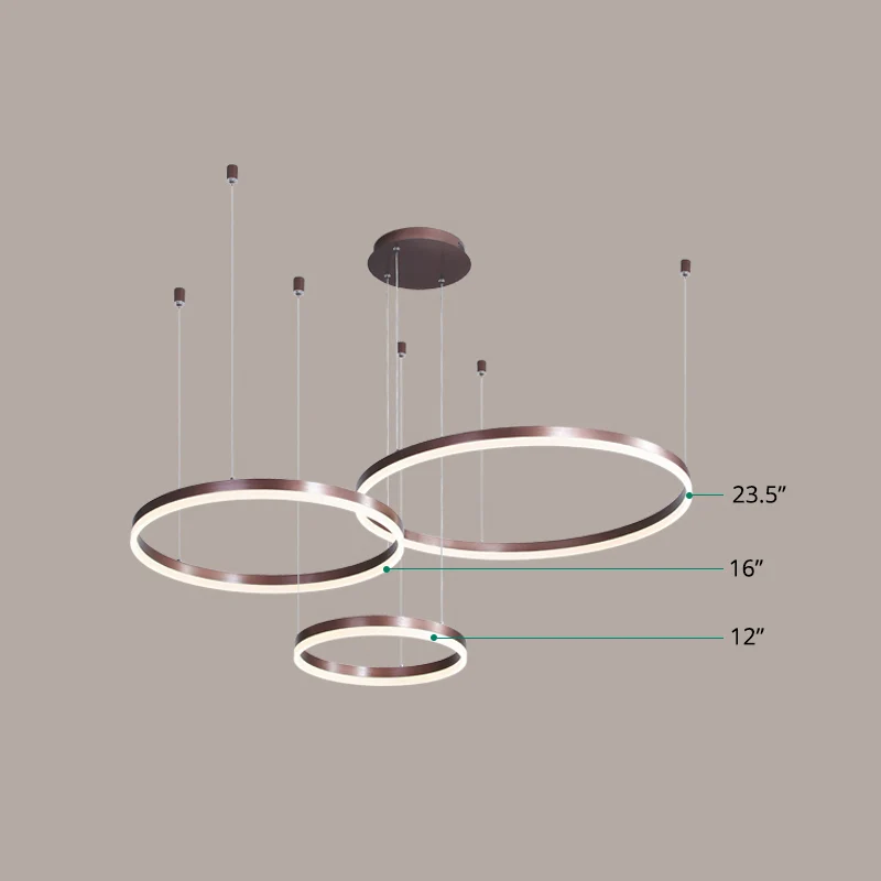 Multi-ringvormige kroonluchter moderne stijl acryl koffie hangende lamp voor woonkamer Clearhalo