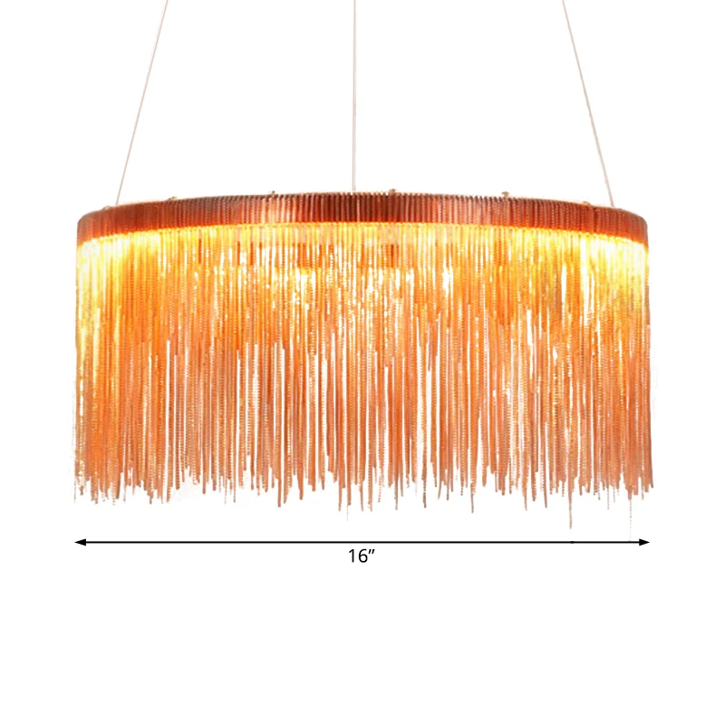 Multi-tiers plafondlamp met kwastje eigentijds metaal 1/2/3 koppen roségouden kroonluchterlicht voor woonkamer Clearhalo