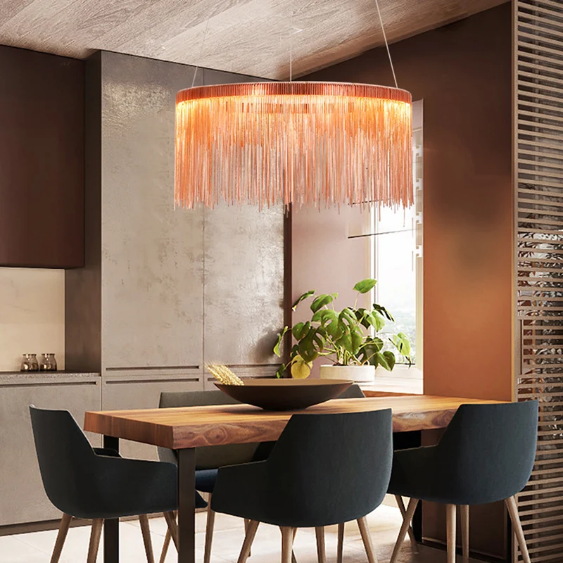 Multi-tiers plafondlamp met kwastje eigentijds metaal 1/2/3 koppen roségouden kroonluchterlicht voor woonkamer Clearhalo