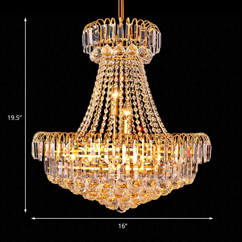 Mushroom Empire kroonluchter modern kristal 8 lichts gouden hanglamp voor slaapkamer, 16"/23,5" breed Clearhalo