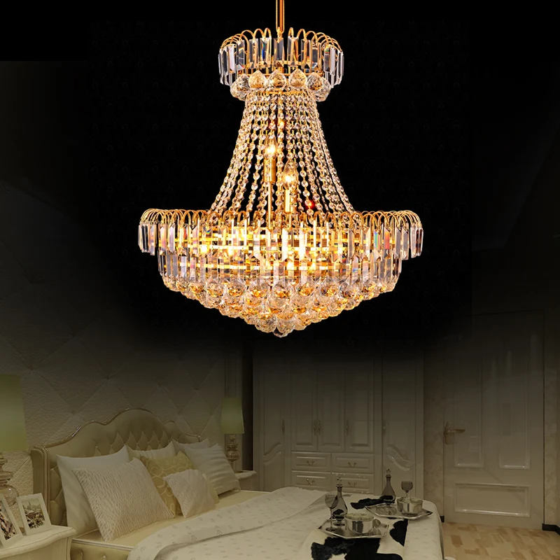 Mushroom Empire kroonluchter modern kristal 8 lichts gouden hanglamp voor slaapkamer, 16"/23,5" breed Clearhalo