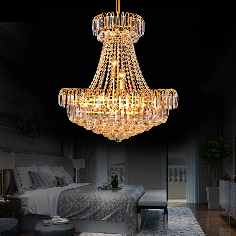 Mushroom Empire kroonluchter modern kristal 8 lichts gouden hanglamp voor slaapkamer, 16"/23,5" breed Clearhalo