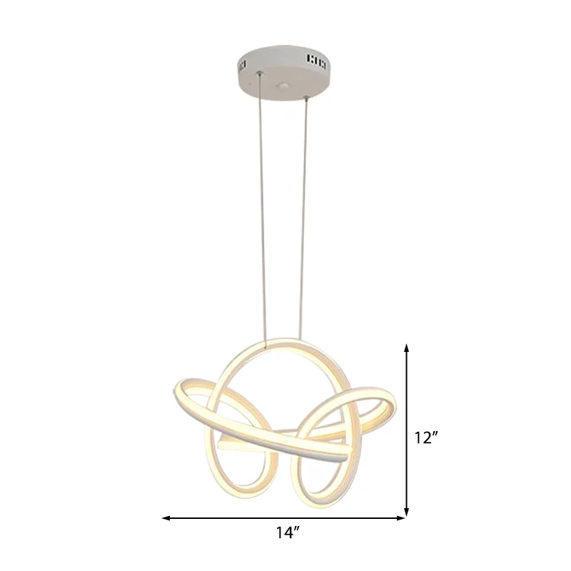 Naadloze Curve Kroonluchter Licht Eenvoudig Acryl Wit/Koffie LED Plafond Hanglamp voor Woonkamer Clearhalo