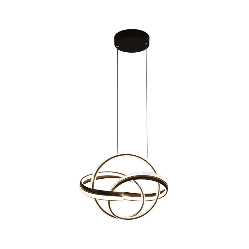 Naadloze Curve Kroonluchter Licht Eenvoudig Acryl Wit/Koffie LED Plafond Hanglamp voor Woonkamer Clearhalo
