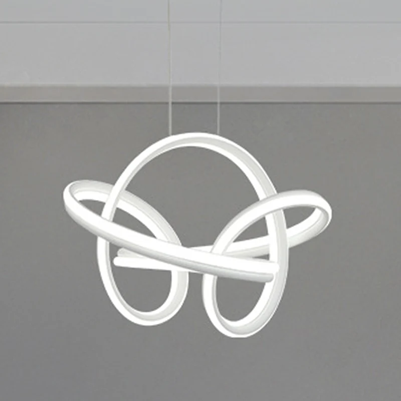 Naadloze Curve Kroonluchter Licht Eenvoudig Acryl Wit/Koffie LED Plafond Hanglamp voor Woonkamer Clearhalo