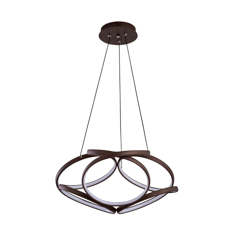 Naadloze curve kroonluchter licht moderne acryl koffie LED hanglamp voor woonkamer Clearhalo