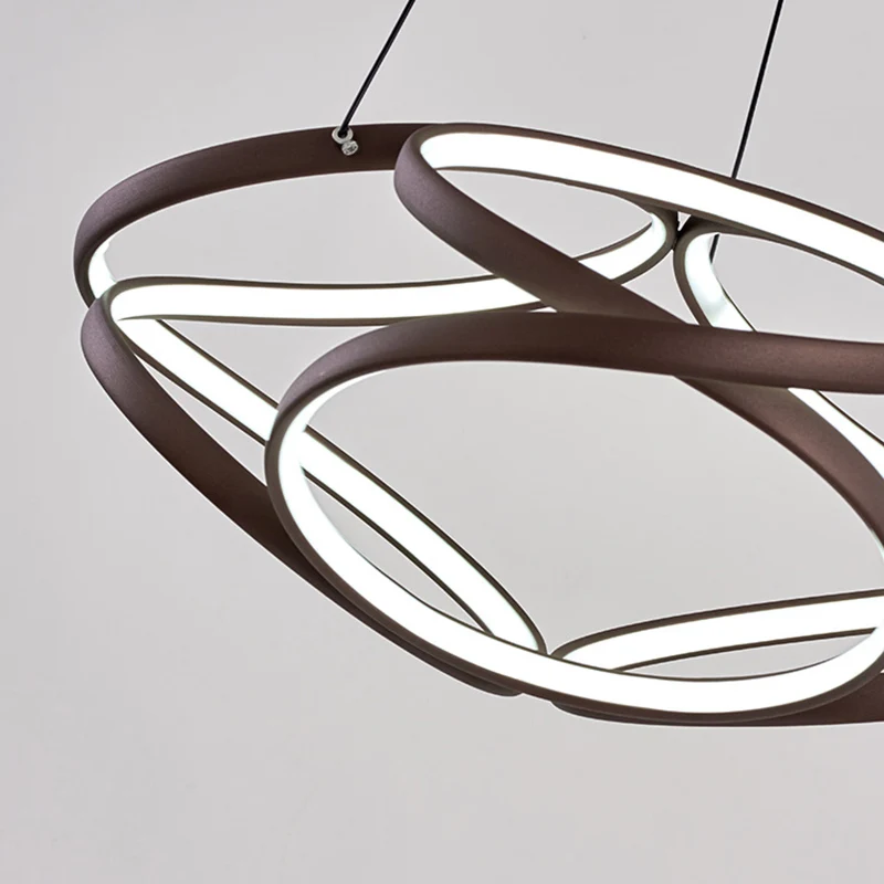 Naadloze curve kroonluchter licht moderne acryl koffie LED hanglamp voor woonkamer Clearhalo