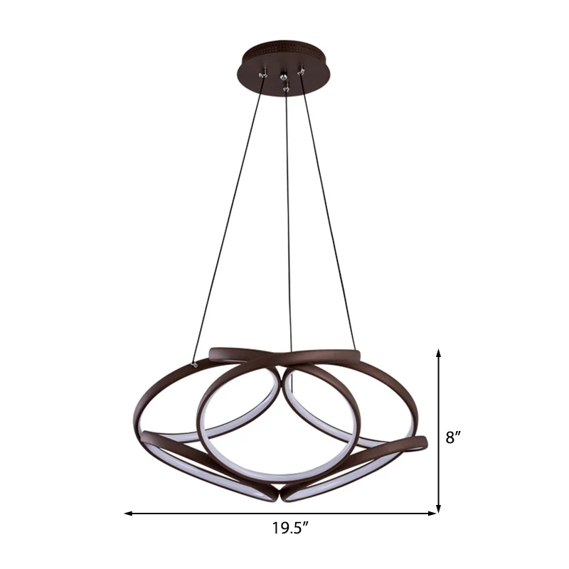 Naadloze curve kroonluchter licht moderne acryl koffie LED hanglamp voor woonkamer Clearhalo