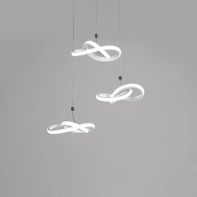 Naadloze metalen hanglamp, eigentijdse witte LED-hangende kroonluchter warm/wit licht Clearhalo