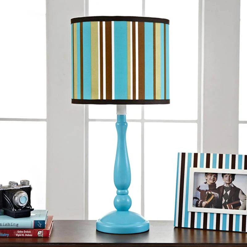 Nachtkastje met 1 lamp, modern blauw nachtkastje met trommelstofkap Clearhalo
