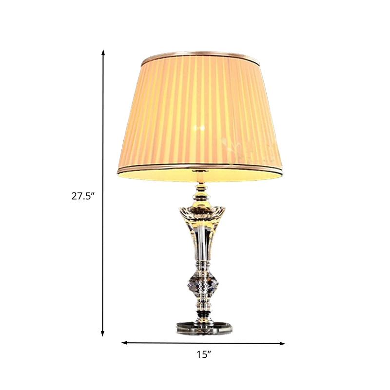Nachtkastjelamp met 1 kop, modernistische afgeschuinde kristallen leeslamp beige Clearhalo