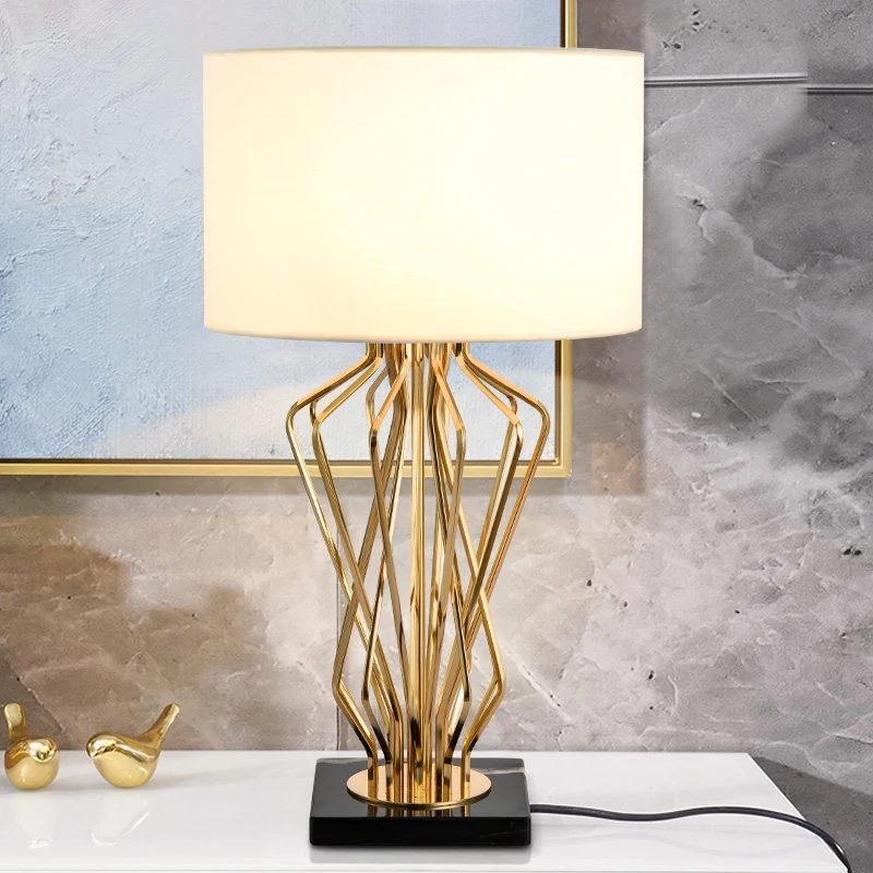 Nachtkastjelamp met 1 lamp, moderne witte nachtkastjelamp met cilindrische stoffen kap Clearhalo