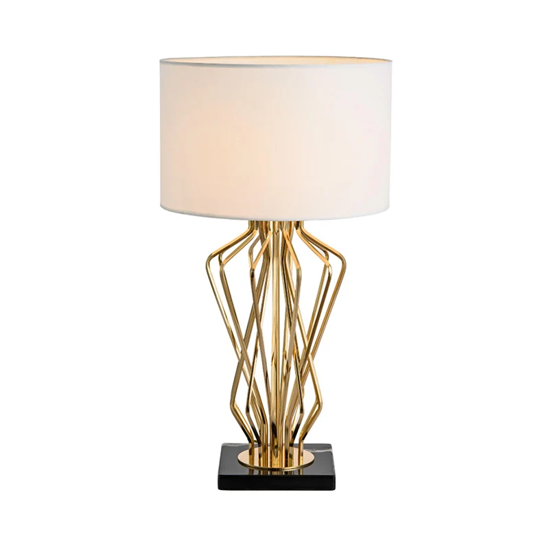 Nachtkastjelamp met 1 lamp, moderne witte nachtkastjelamp met cilindrische stoffen kap Clearhalo