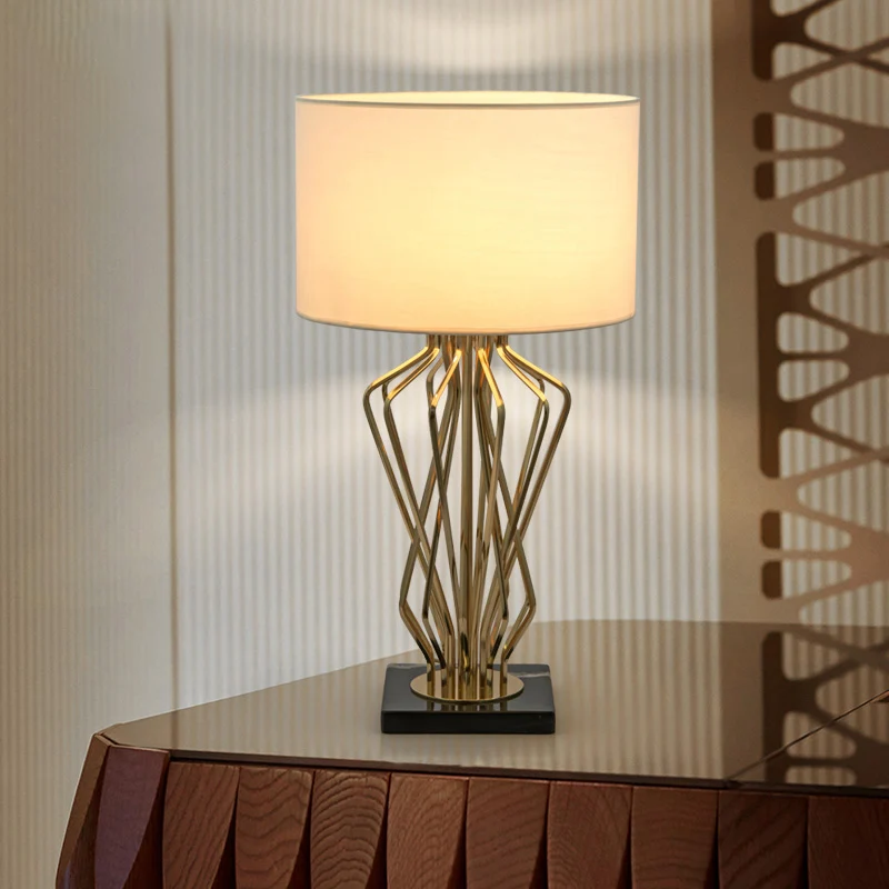 Nachtkastjelamp met 1 lamp, moderne witte nachtkastjelamp met cilindrische stoffen kap Clearhalo