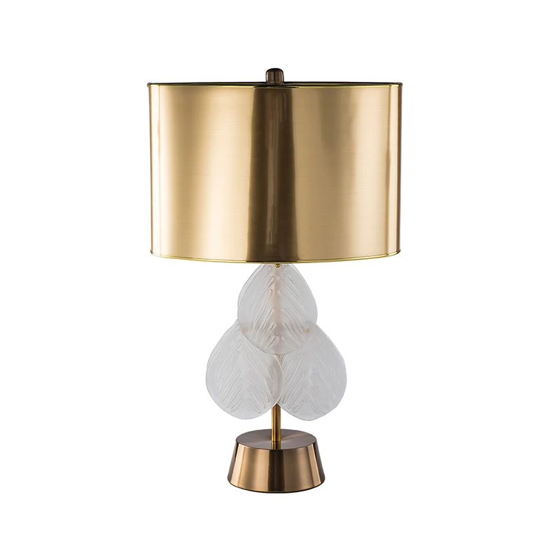 Nachtkastjelamp met metalen trommel, luxe nachtkastje met 1 lamp, verlichting goud voor slaapkamer Clearhalo