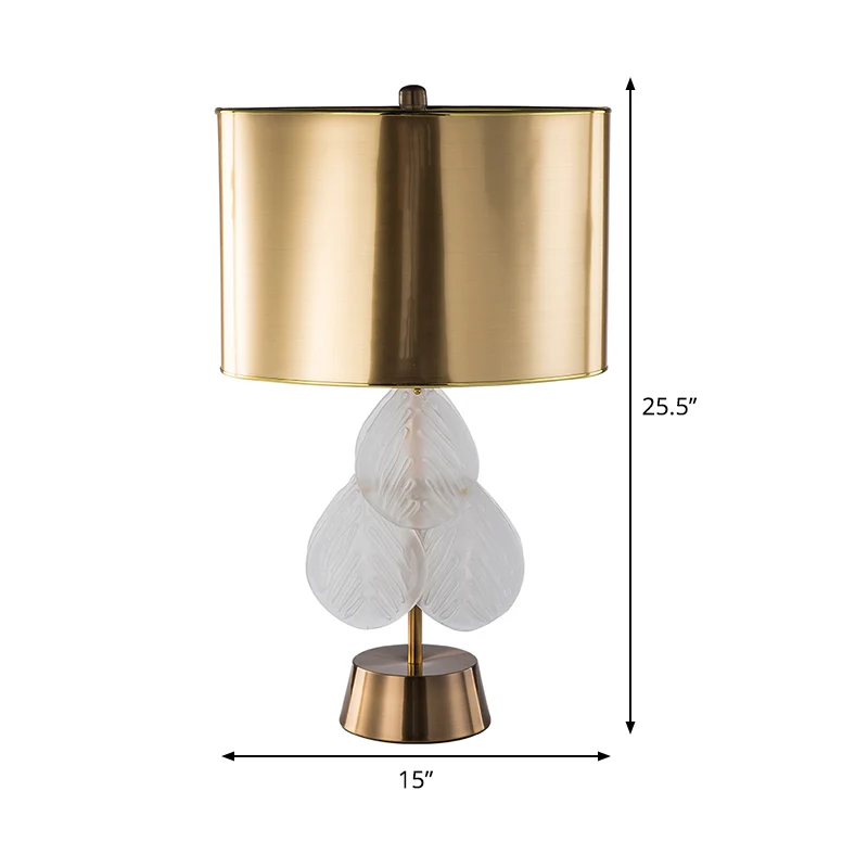 Nachtkastjelamp met metalen trommel, luxe nachtkastje met 1 lamp, verlichting goud voor slaapkamer Clearhalo