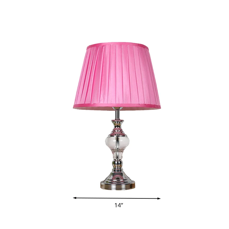 Nachtlampje met enkele lamp, landelijk rozerood tonnetje, slaapkamernachtkastje met kristalaccent Clearhalo