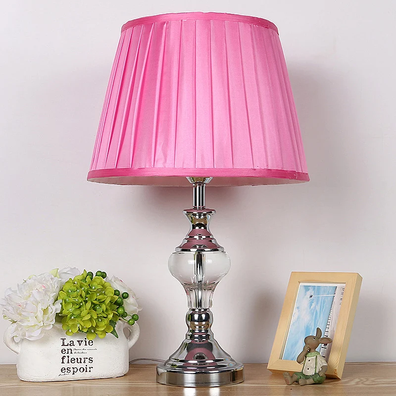 Nachtlampje met enkele lamp, landelijk rozerood tonnetje, slaapkamernachtkastje met kristalaccent Clearhalo