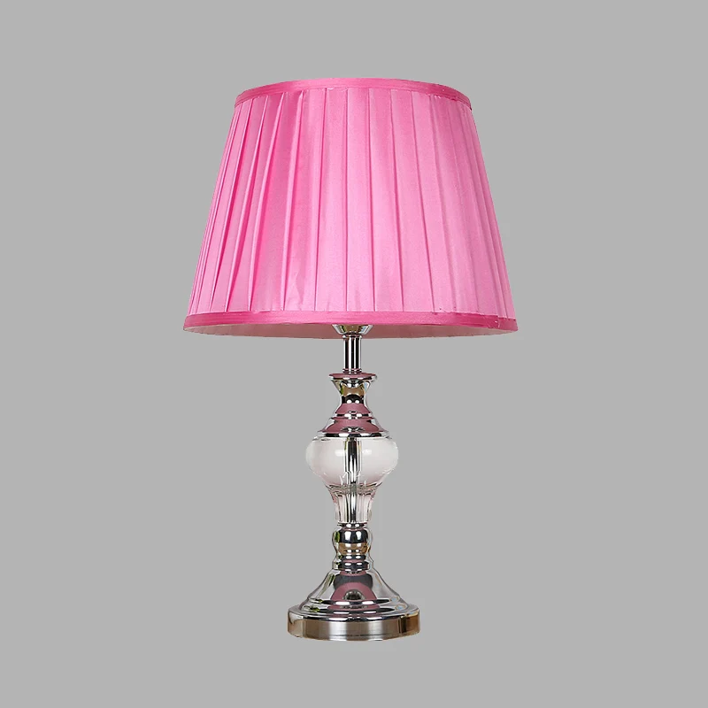 Nachtlampje met enkele lamp, landelijk rozerood tonnetje, slaapkamernachtkastje met kristalaccent Clearhalo