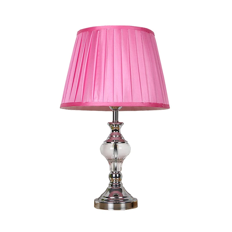 Nachtlampje met enkele lamp, landelijk rozerood tonnetje, slaapkamernachtkastje met kristalaccent Clearhalo