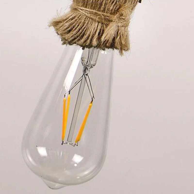 Natuurlijke Henneptouw Hanglamp Retro Industriële Kale Lamp Enkele Lichte Plafondhanger voor Bar Coffee Shop Clearhalo