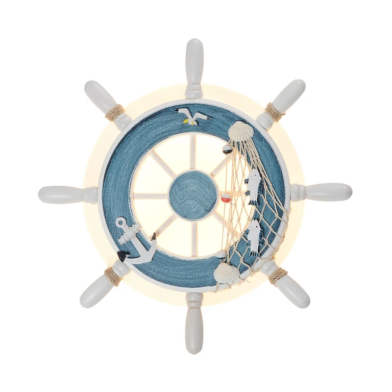 Nautische stijl slanke wandkandelaar roer acryl LED-wandlamp voor babykamer Clearhalo