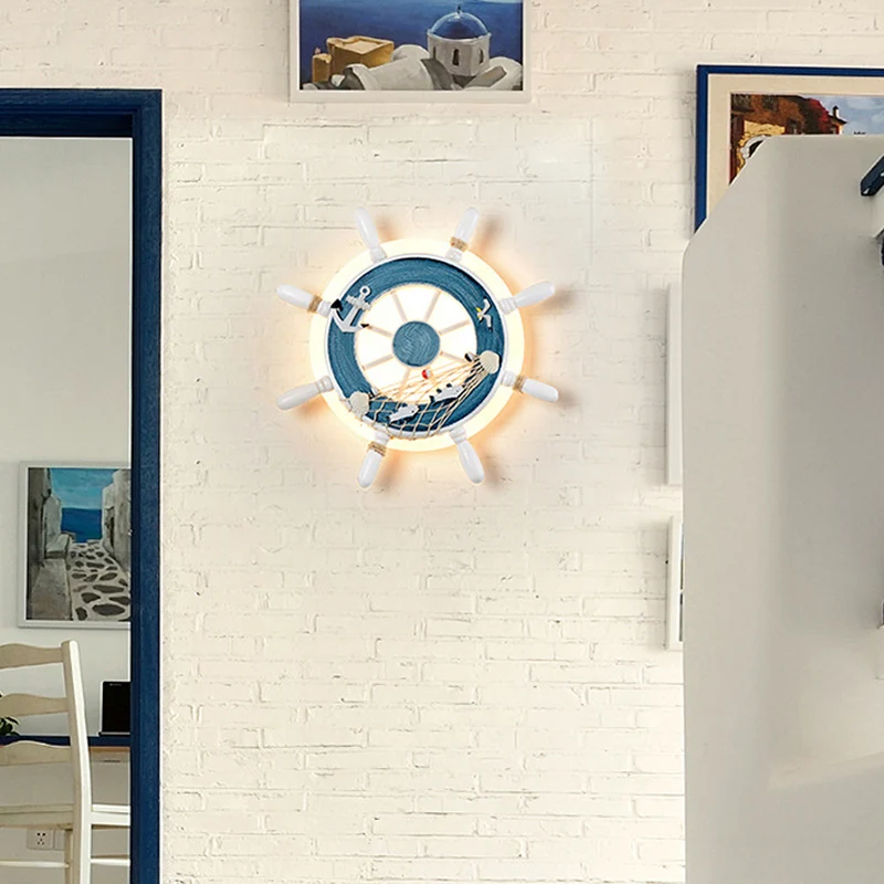 Nautische stijl slanke wandkandelaar roer acryl LED-wandlamp voor babykamer Clearhalo