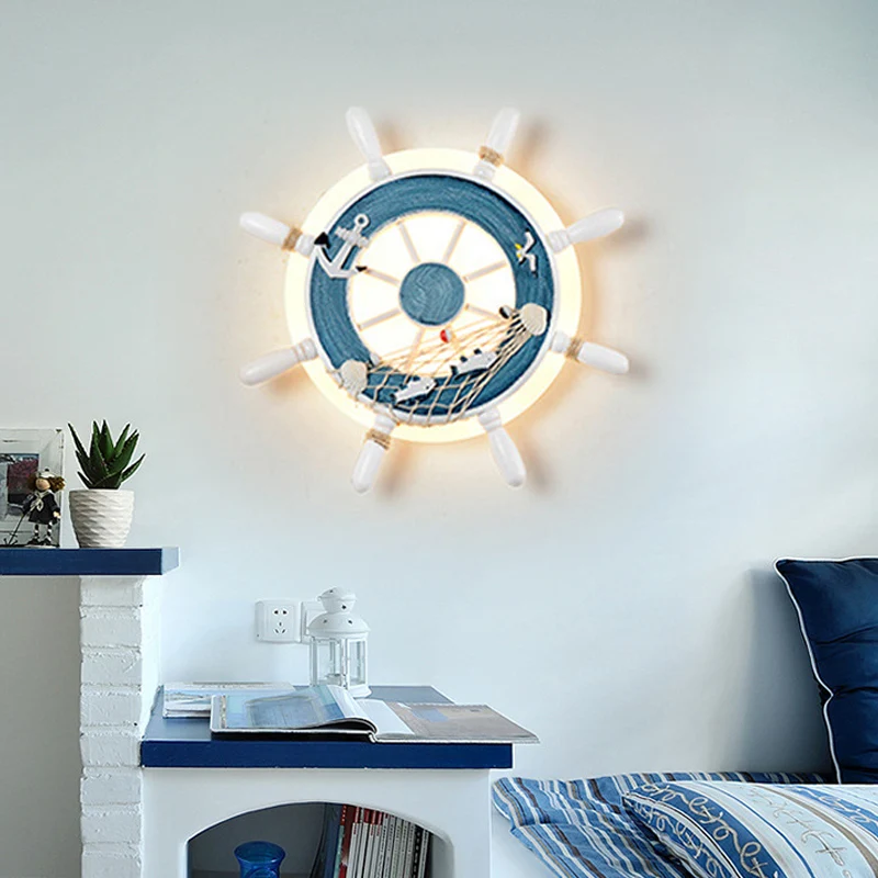 Nautische stijl slanke wandkandelaar roer acryl LED-wandlamp voor babykamer Clearhalo