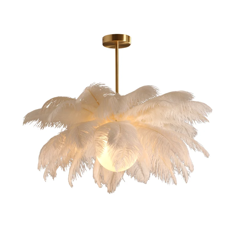 Nieuwe palmboom hanglamp Scandinavische stijl veren woonkamerkroonluchter wit Clearhalo