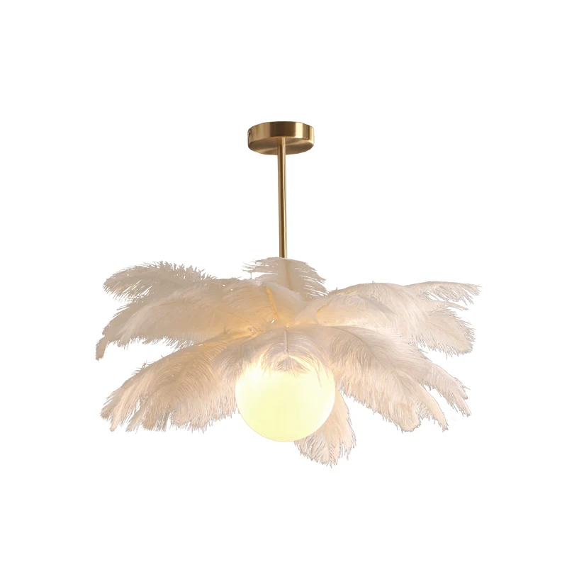 Nieuwe palmboom hanglamp Scandinavische stijl veren woonkamerkroonluchter wit Clearhalo
